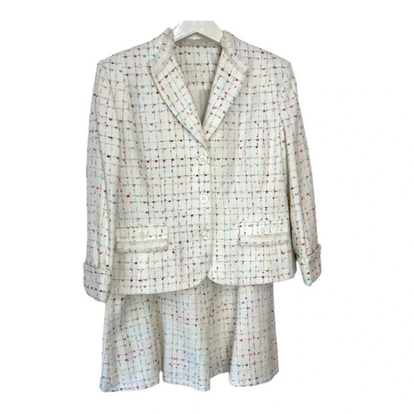 Sag Harbor 18/20 ivory with multi color skirt & blazer professional suit - Picture 1 of 9